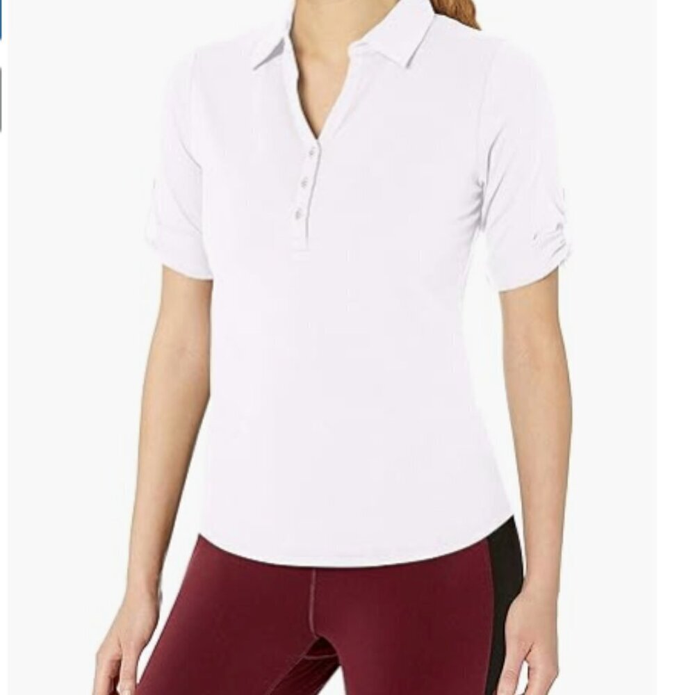 Cutter & Buck White Polo Shirt Womens XXL Elbow Sleeve Drytec Cotton Top NWT